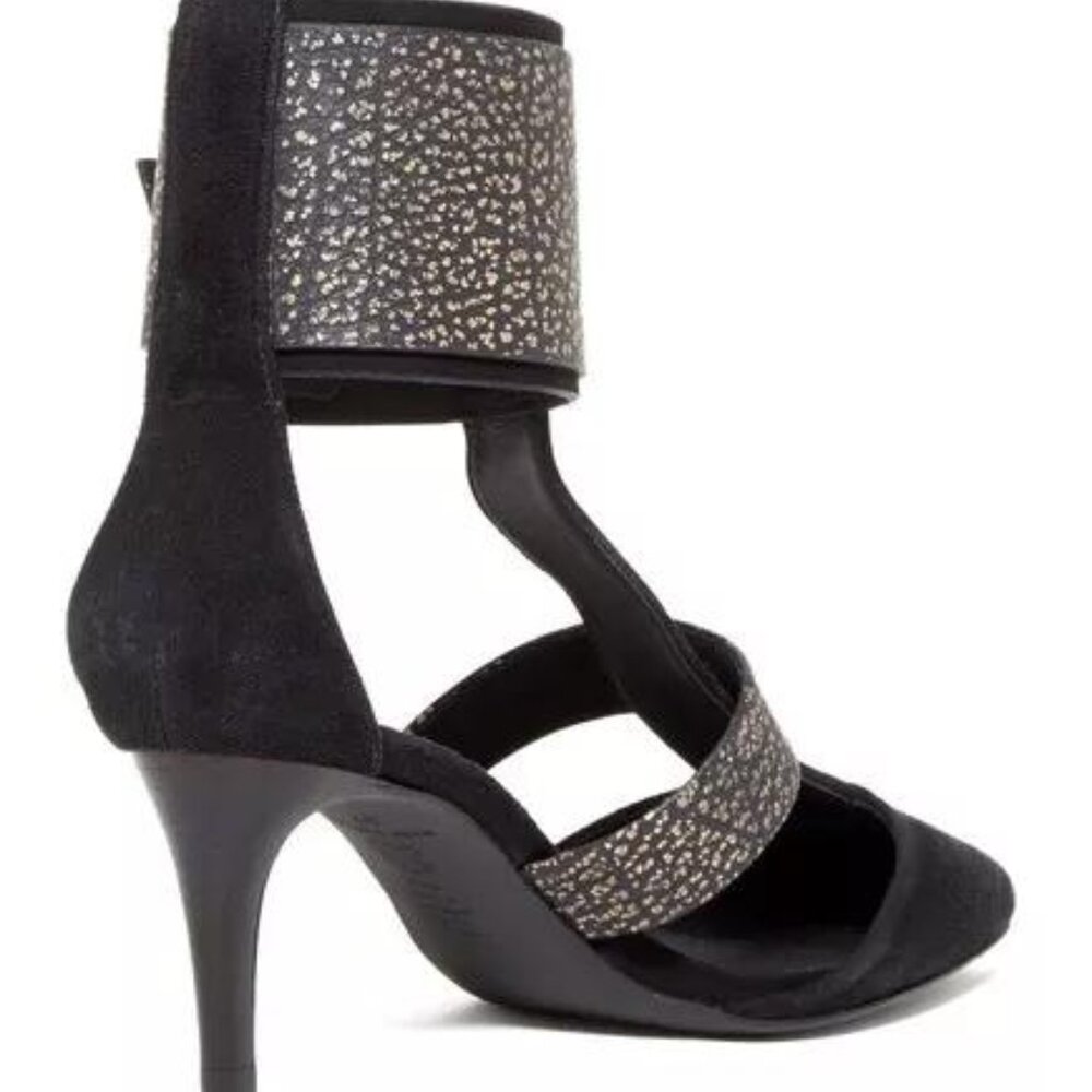 TIBI New York Women Black Sexy Liya Leather Ankle Strap Pumps Heels Sz 5.5 35.5 - Picture 2 of 4